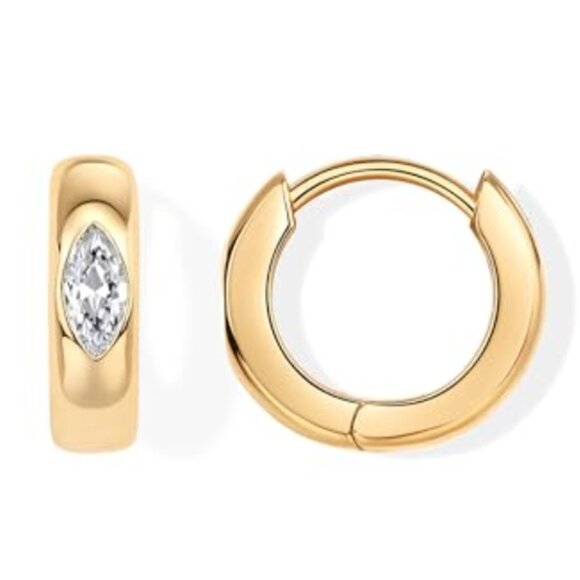 14K Gold White Gold Posts Chunky - Picture 3 of 7